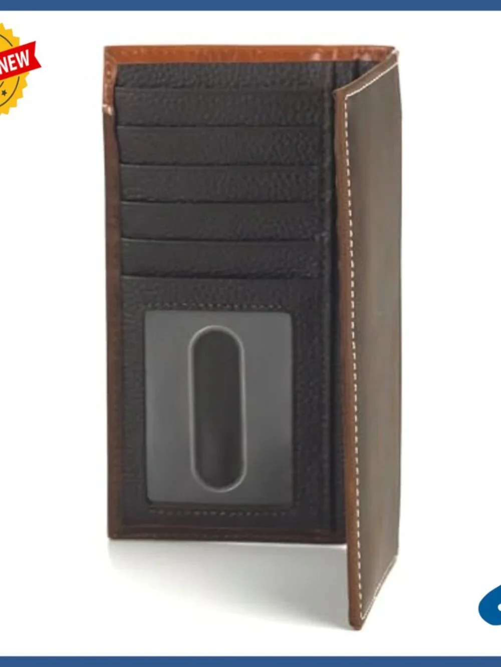 Genuine Leather Western Bifold Wallet with Stud Trim and ID Window